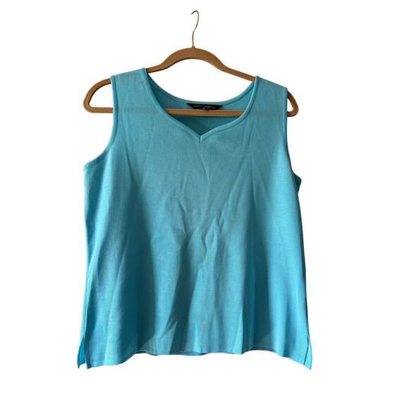 Ming Wang Turquoise Blue Knit Sleeveless Tank Top Sz M - Picture 1 of 5